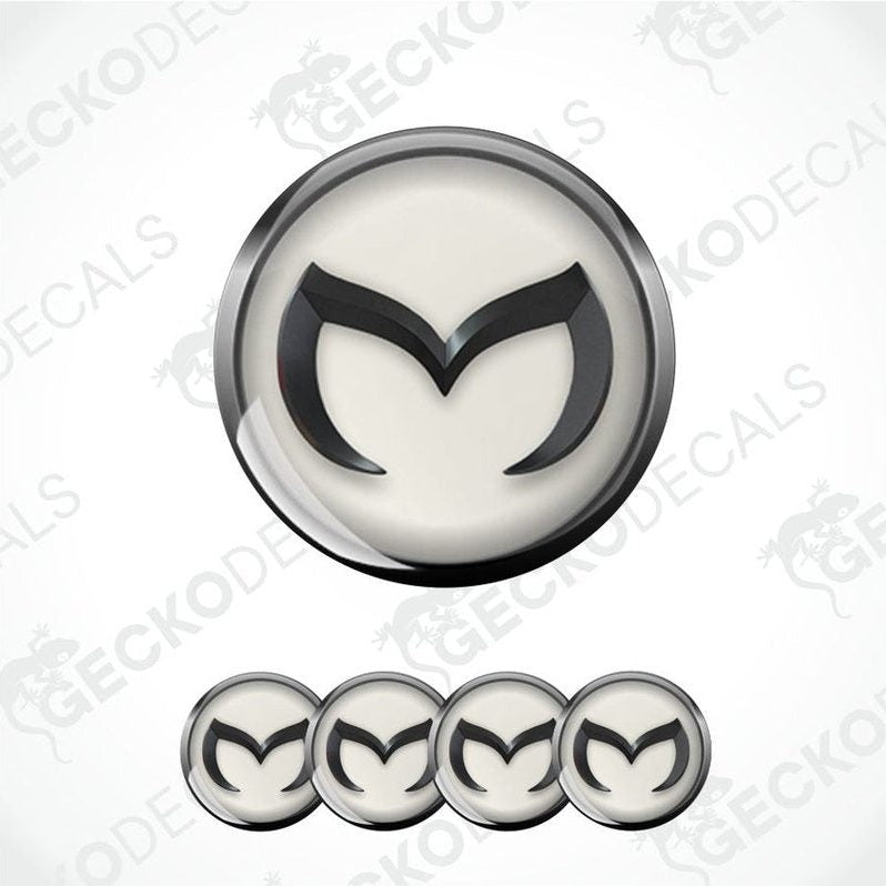 Mazda logo decal set on a white background with 'Gecko Decals' branding.