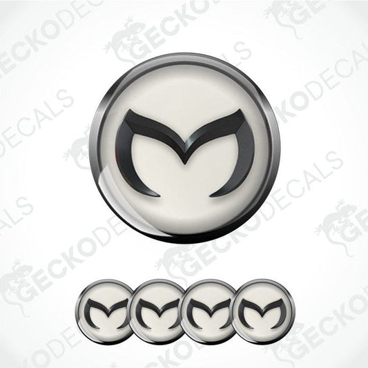 Mazda logo decal set on a white background with 'Gecko Decals' branding.