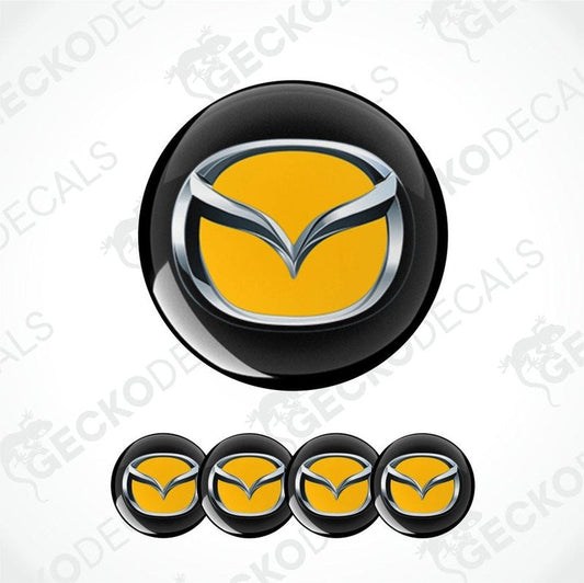 Mazda logo decal set on a white background with 'Gecko Decals' branding.