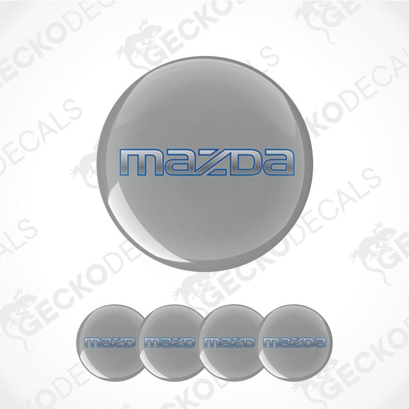 Set of Mazda logo emblems on a white background with 'Gecko Decals' branding.