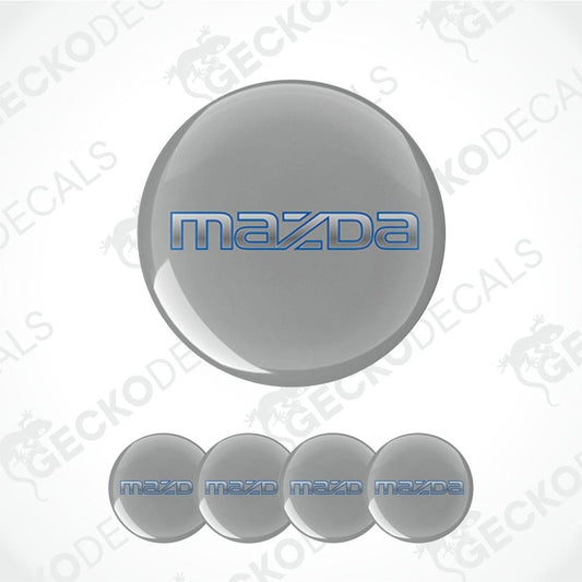 Set of Mazda logo emblems on a white background with 'Gecko Decals' branding.