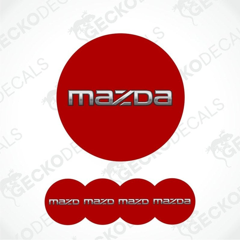 Mazda logo and text on a white background with 'GECKODECALS' watermark.