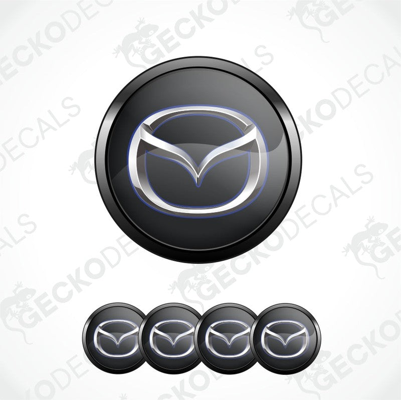 Mazda logo decal set on a white background with 'Gecko Decals' branding.