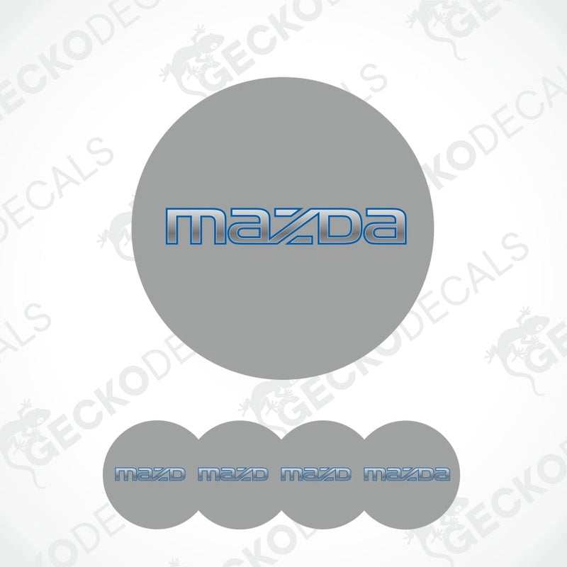 Mazda logo decal on a gray background