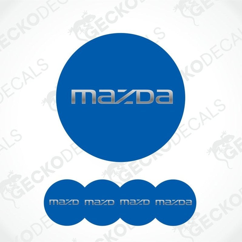 Mazda logo and name printed on a white background with 'Gecko Decals' watermark.