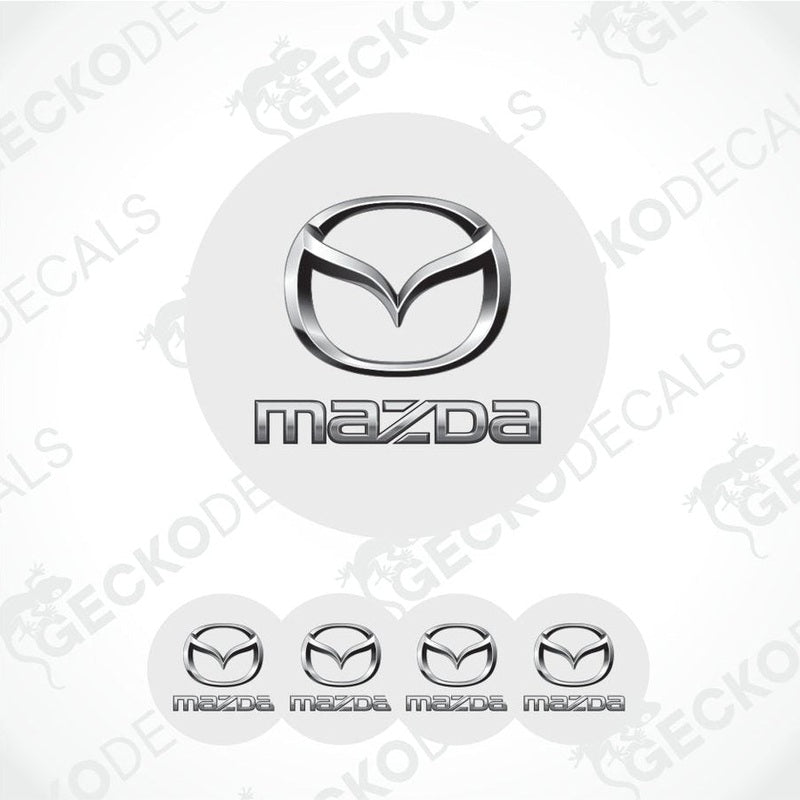 Mazda logo and brand name on a white background with 'Gecko Decals' branding.