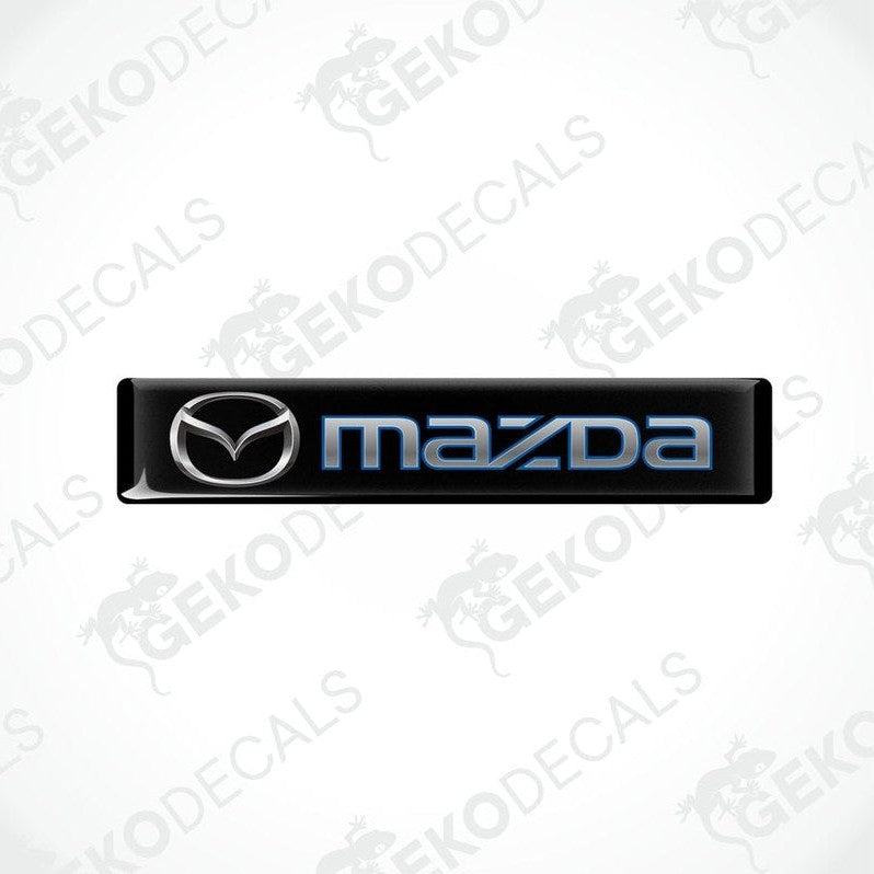 Black and blue vinyl decals with the Mazda logo