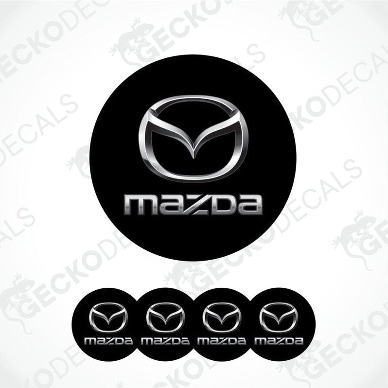 Mazda logo and brand name on a white background with 'Gecko Decals' watermark.
