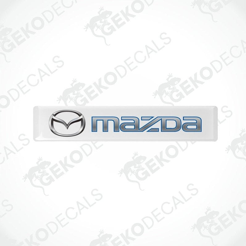 White and blue vinyl decals with the Mazda logo