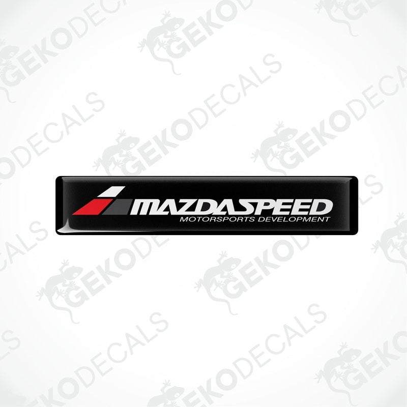 Black vinyl stickers with the MAZDASPEED MOTORSPORTS DEVELOPMENT logo in white and red.