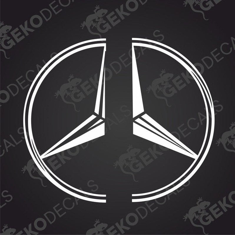 A black die cut sticker of the mercedes-benz logo.