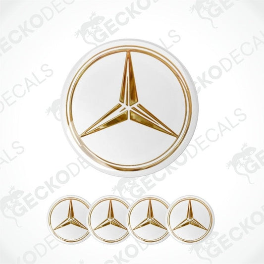 Gold Mercedes-Benz logo decal on a white background