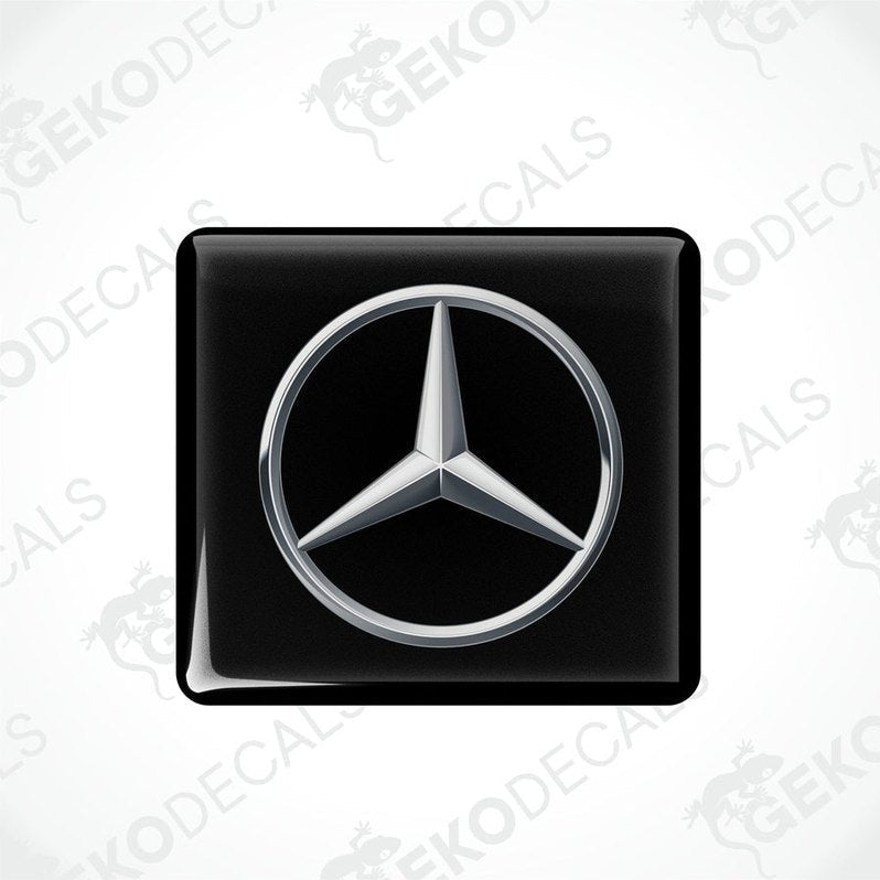  Black vinyl stickers with a Mercedes-Benz logo on a white background.