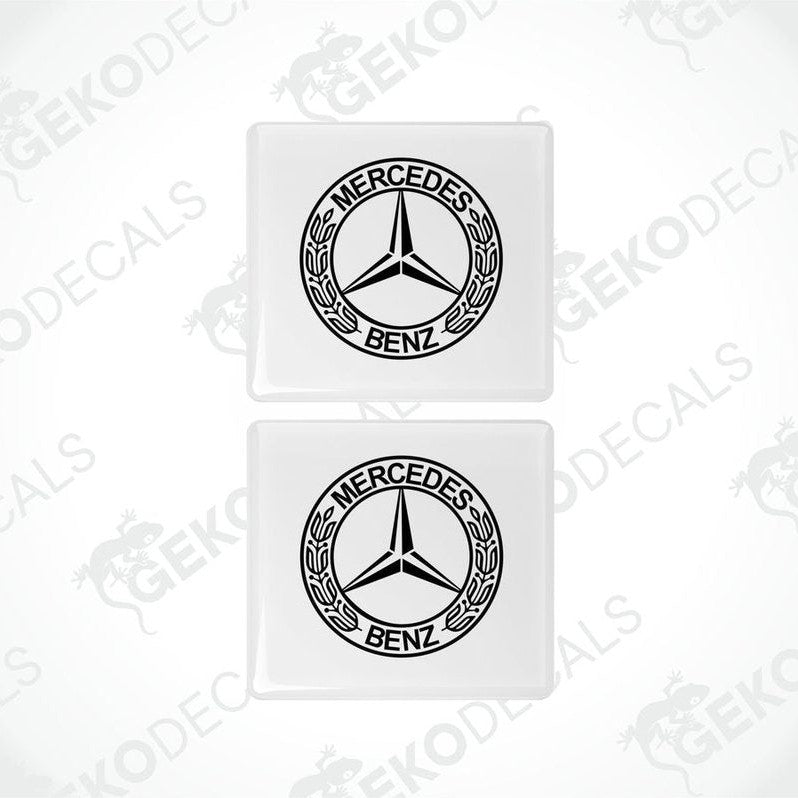 Set of two black Mercedes-Benz domed epoxy car stickers