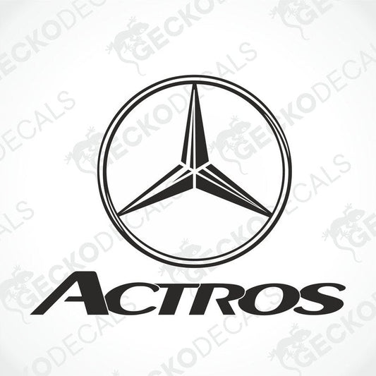 A black decal of the Mercedes-Benz Actros logo with the brand's initials 'MB' in the center, surrounded by a geometric design.