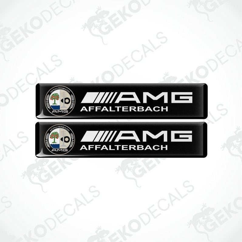Two black vinyl stickers with the Mercedes-Benz AMG Affalterbach Germany branding.