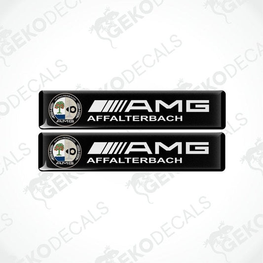 Two black vinyl stickers with the Mercedes-Benz AMG Affalterbach Germany branding.