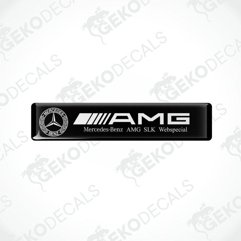 Black vinyl stickers with the Mercedes-Benz AMG SLK WEBSPECIAL branding.
