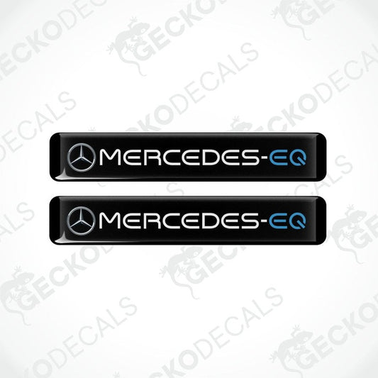 Two Mercedes-EQ car decals on a white background with 'Gecko Decals' branding.