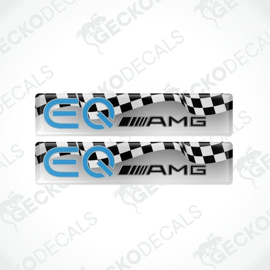 Two car door sill protectors with EQ and AMG logos on a white background.