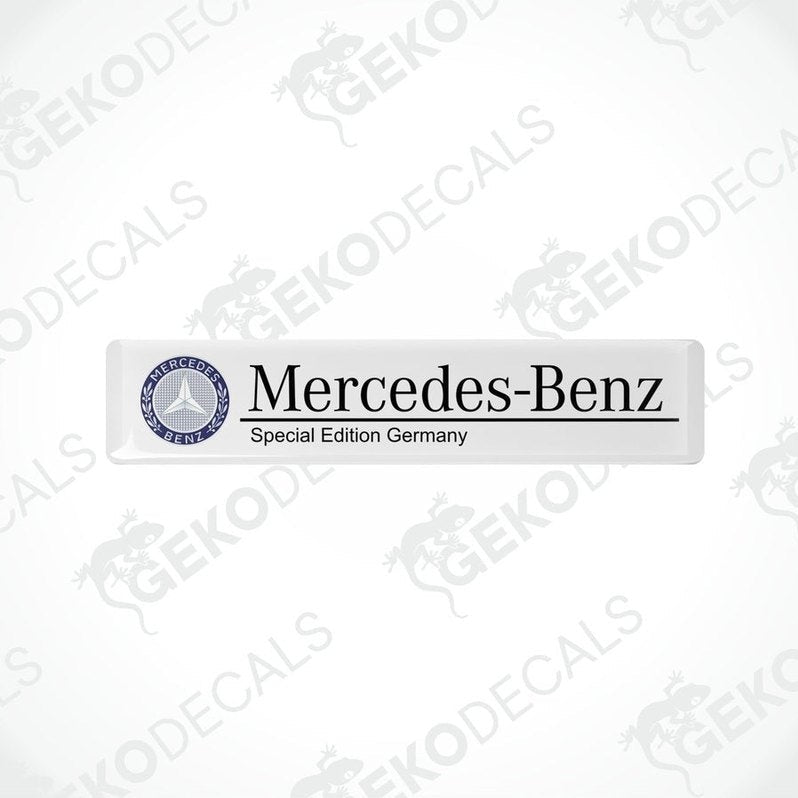  Withe vinyl stickers with the Mercedes-Benz logo and text 'SPECIAL EDITION GERMANY'.
