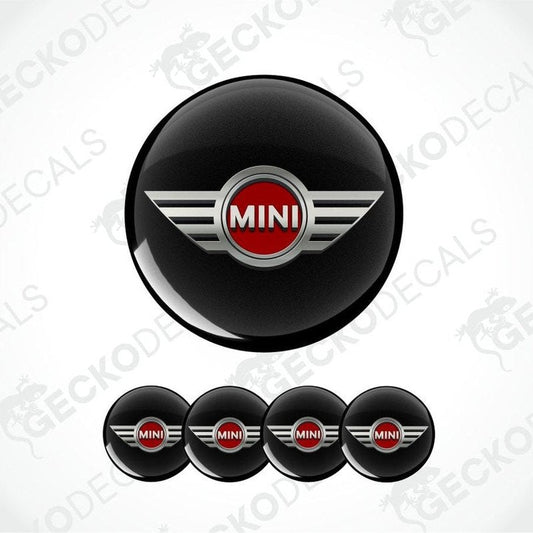 Set of Mini car logo emblems on a white background with 'Gecko Decals' branding.