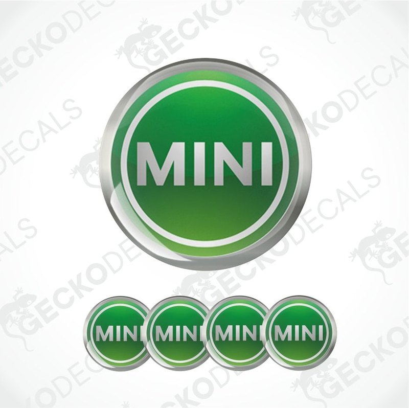 Green 'MINI' logo decal on a white background