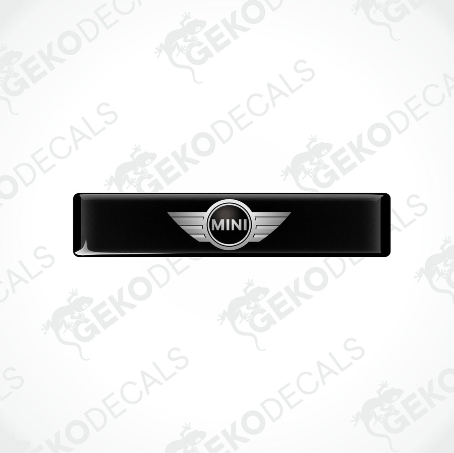 Black, silver, and white vinyl decals with the Mini Cooper logo