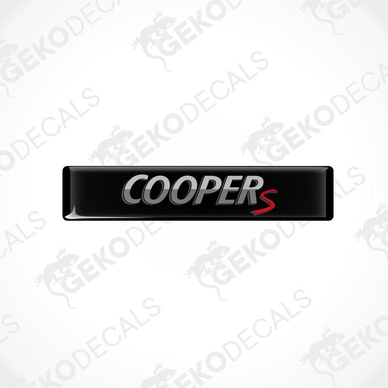 Black vinyl decals with 'COOPERS' text in white and red, designed for use as car stickers.