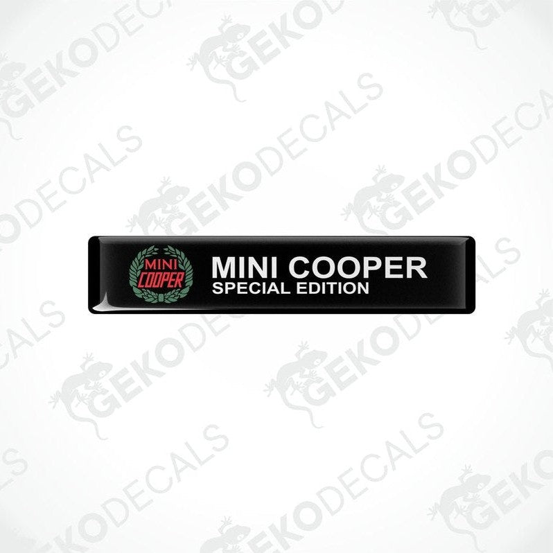 Black, green, red and white vinyl decals with the Mini Cooper Special edition logo