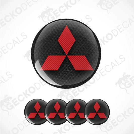 Red Mitsubishi logo on black background with watermark