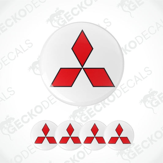 Red Mitsubishi logo on a white background with 'Gecko Decals' watermark.