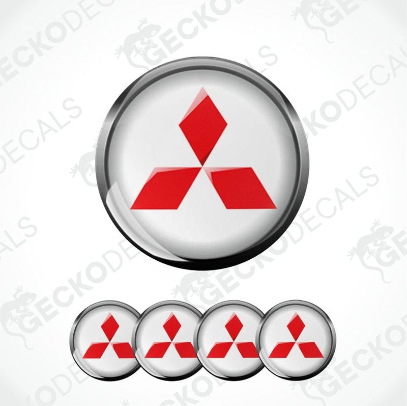 Mitsubishi logo decal set on a white background with 'Gecko Decals' branding.