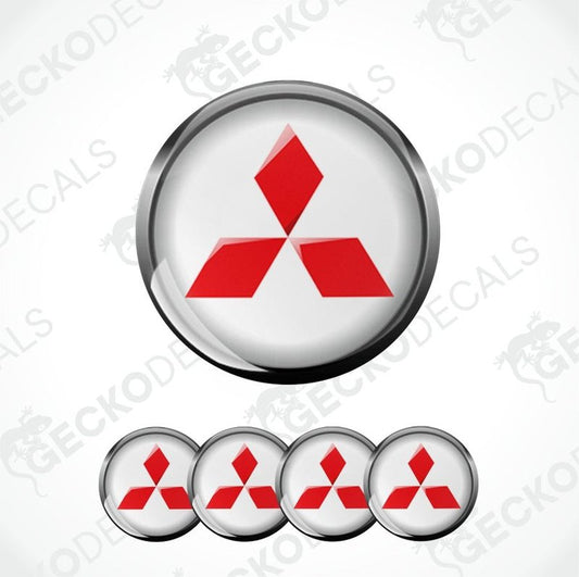 Mitsubishi logo decal set on a white background with 'Gecko Decals' branding.