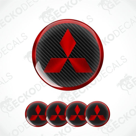 Red and black Mitsubishi logo decal on a white background with 'Gecko Decals' watermark.