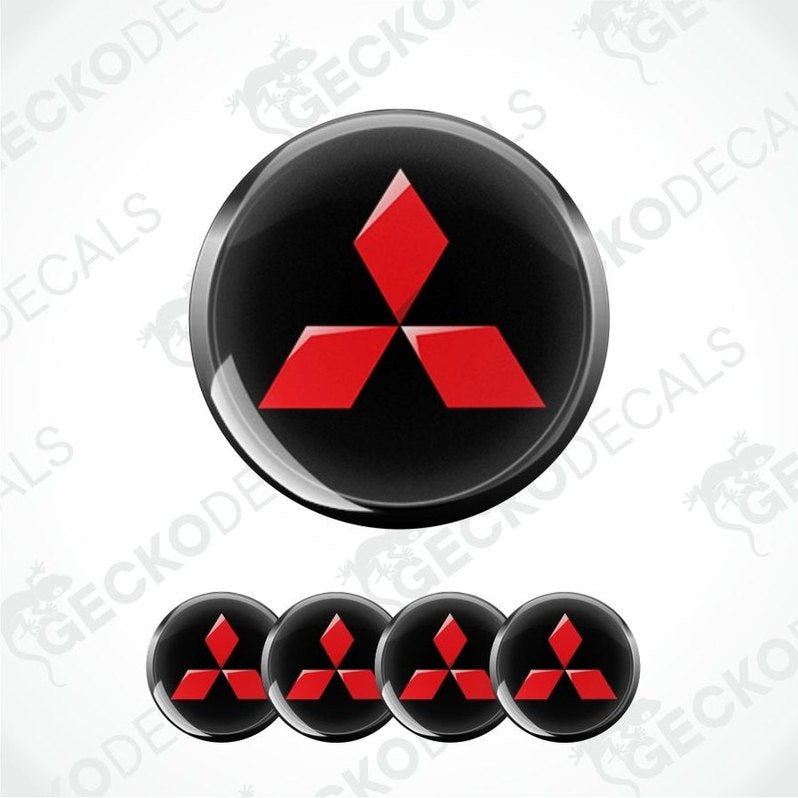 Set of Mitsubishi logos on a white background with 'GECKODECALS' branding.
