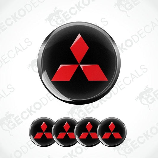 Set of Mitsubishi logos on a white background with 'GECKODECALS' branding.