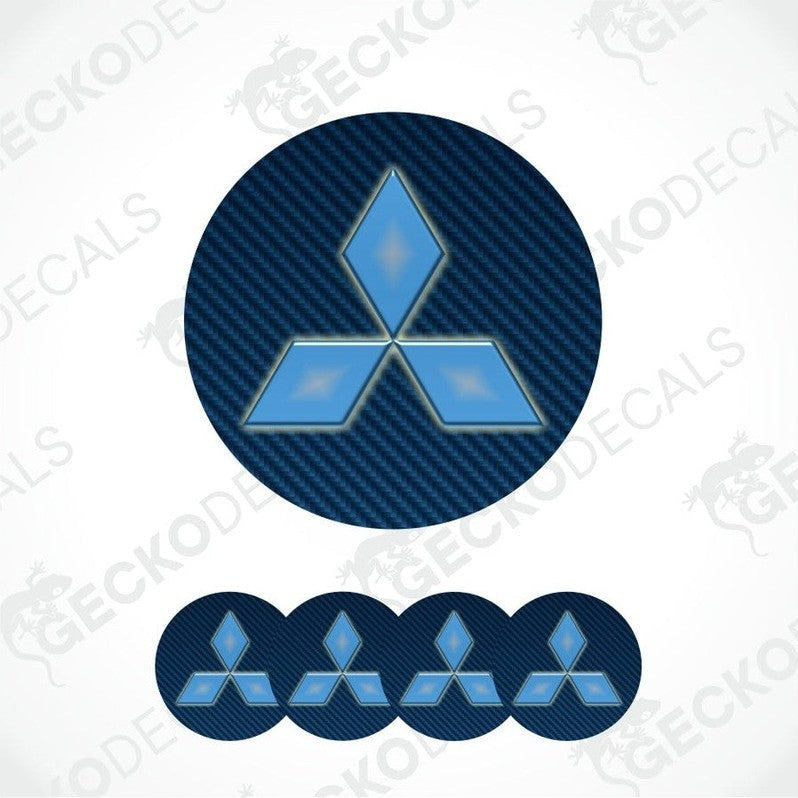 Mitsubishi logo with carbon fiber texture on a white background