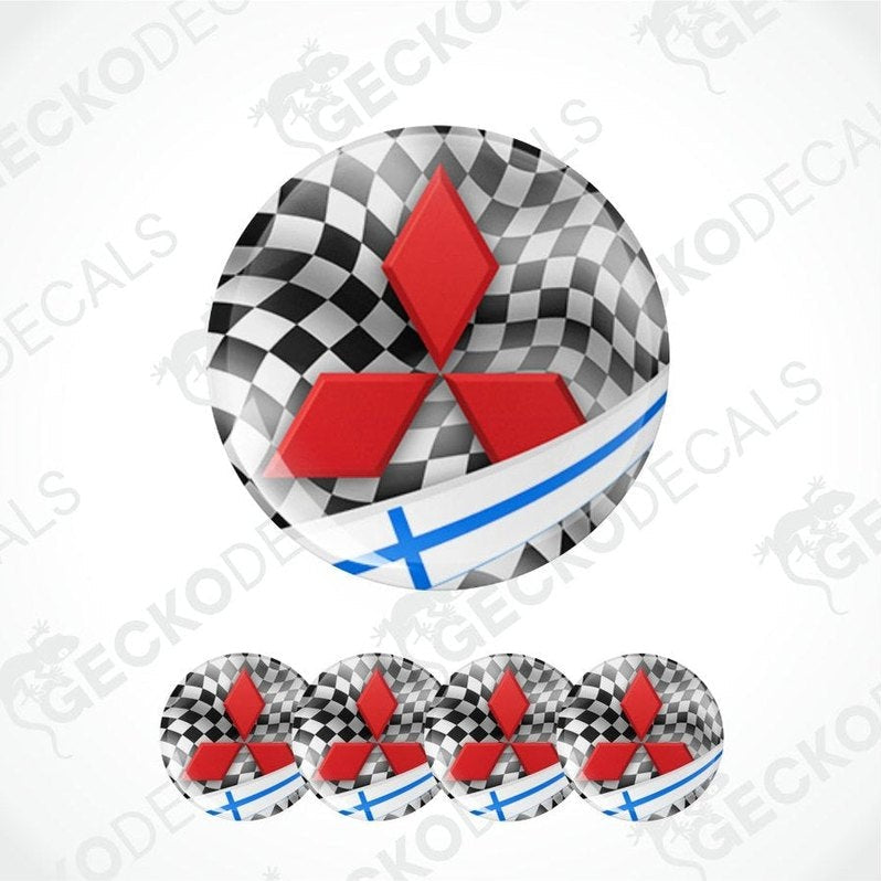 Mitsubishi logo with checkered pattern on a white background
