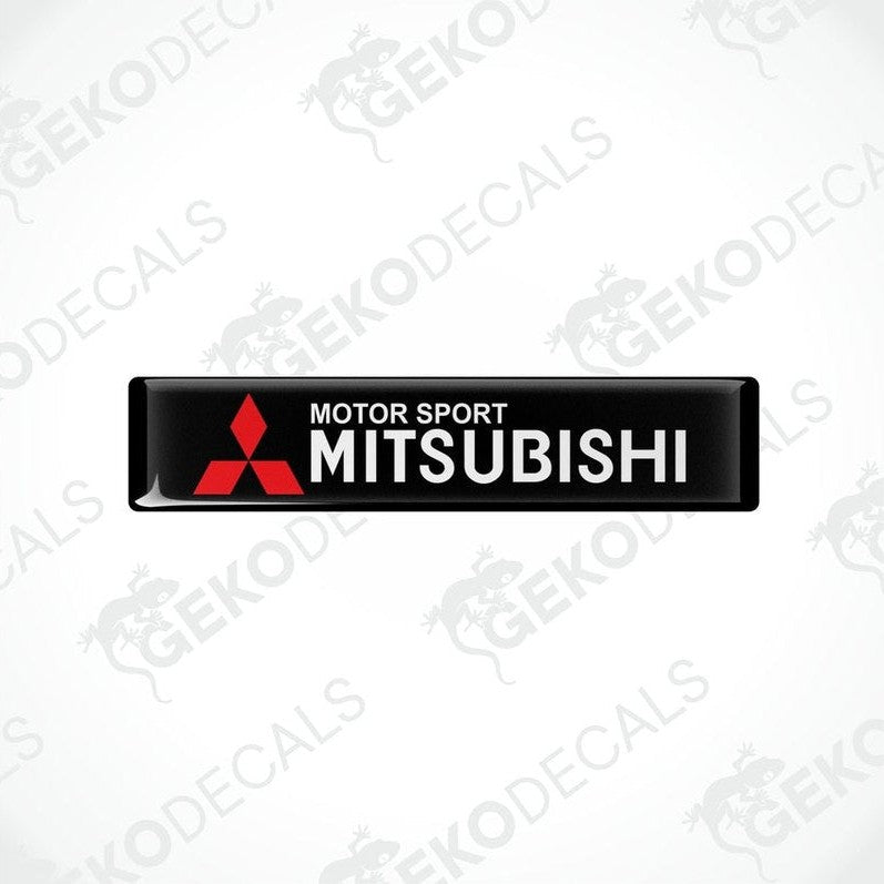  Black vinyl decals with the red 'MOTOR SPORT MITSUBISHI' text and logo.