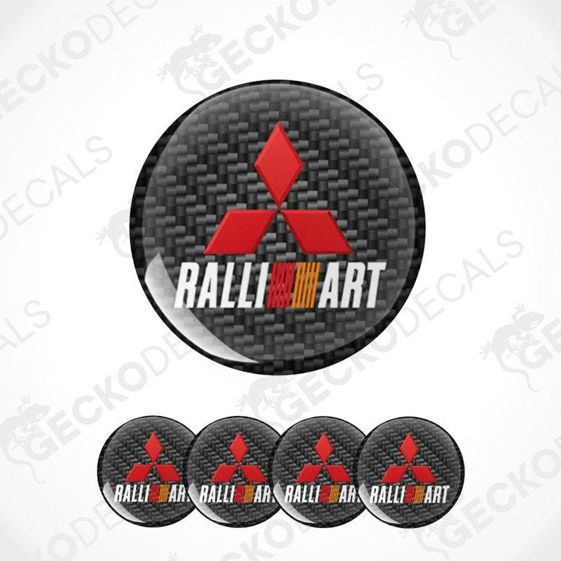 Set of Mitsubishi Ralli Art logo decal stickers on a white background.