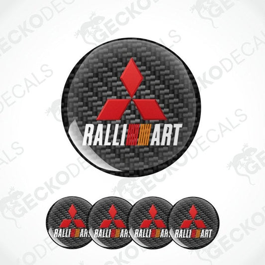 Set of Mitsubishi Ralli Art logo decal stickers on a white background.