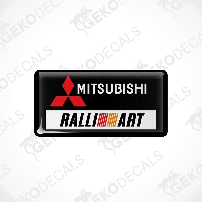 Black vinyl stickers with the Mitsubishi Ralliart logo in orange and white.