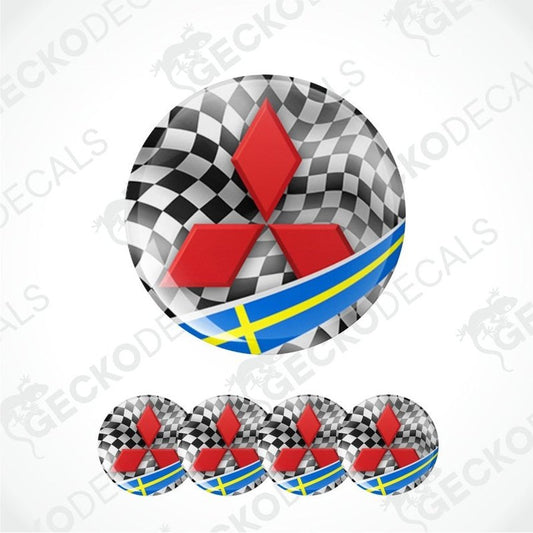 Mitsubishi logo with checkered pattern on a white background