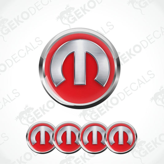 Red and silver logo with 'M' symbol on a white background