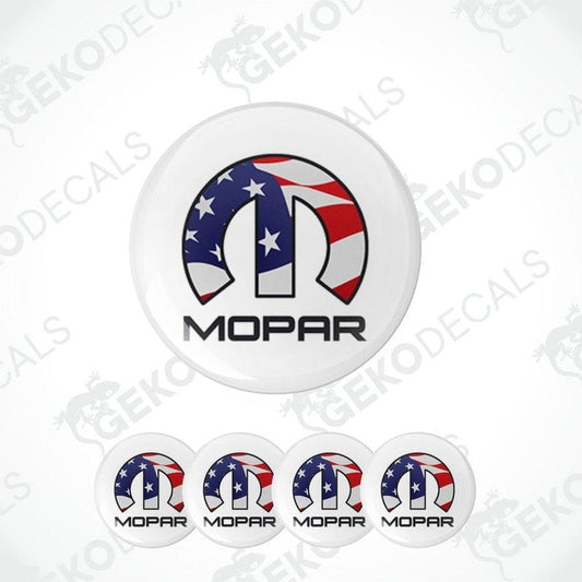 Mopar logo with American flag design on a white background