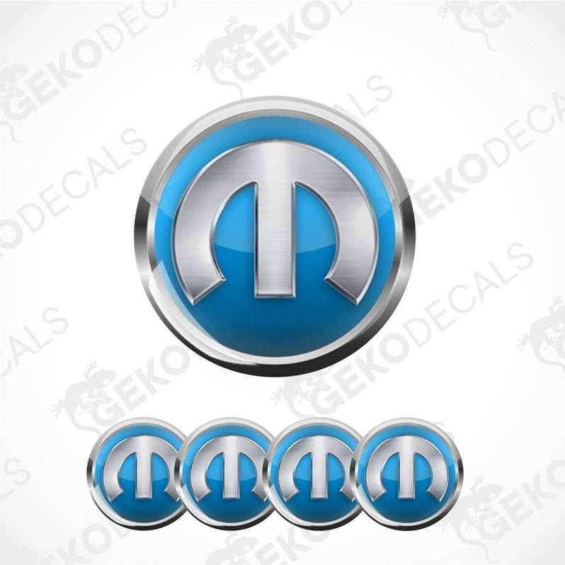 Mopar logo with blue and silver design on a white background