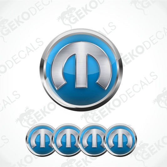 Mopar logo with blue and silver design on a white background