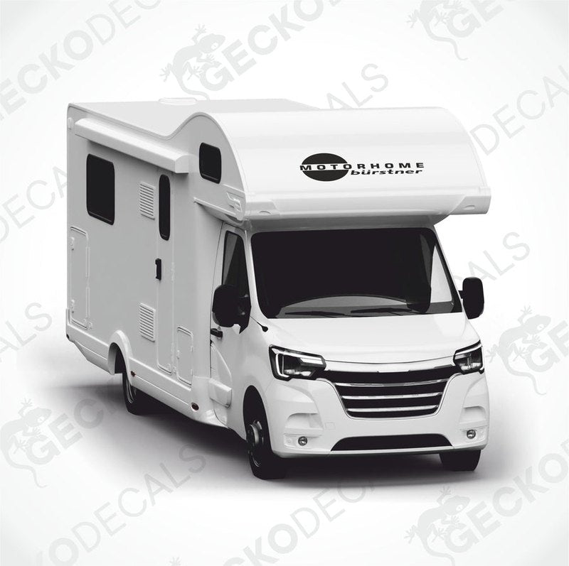 A white Bürstner motorhome decal on a white background.