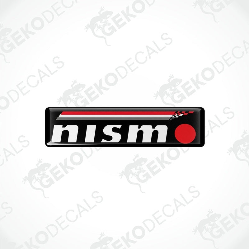 Black, red, and white vinyl stickers with a checkered pattern and the NISMO brand logo.